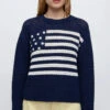 RE/DONE | 50s Crewneck Sweater - Navy Multi -Hot Sale Clothing Store CrewNavy