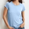 Velvet | Odelia Cotton Slub Crew Neck Tee - Mist -Hot Sale Clothing Store OdeliaBlue