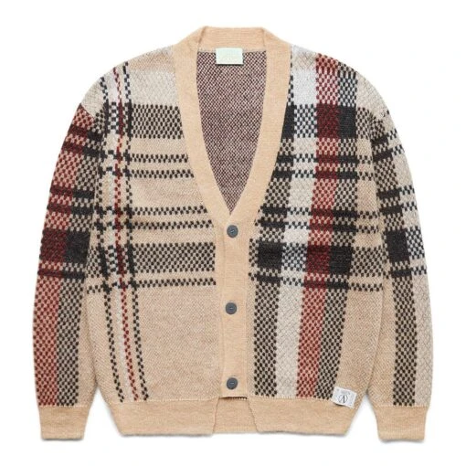 Aries JOHNNY PLAID CARDIGAN -Hot Sale Clothing Store ariesJOHNNYPLAIDCARDIGANBEIGEMFTAR20025 1